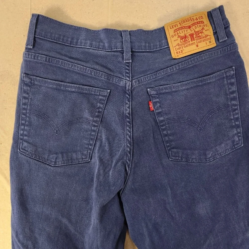 Levis 512 Jeans Vintage‎ Slim Fit Tapered 90s Y2K Blue Indigo Womens 10M 29x30